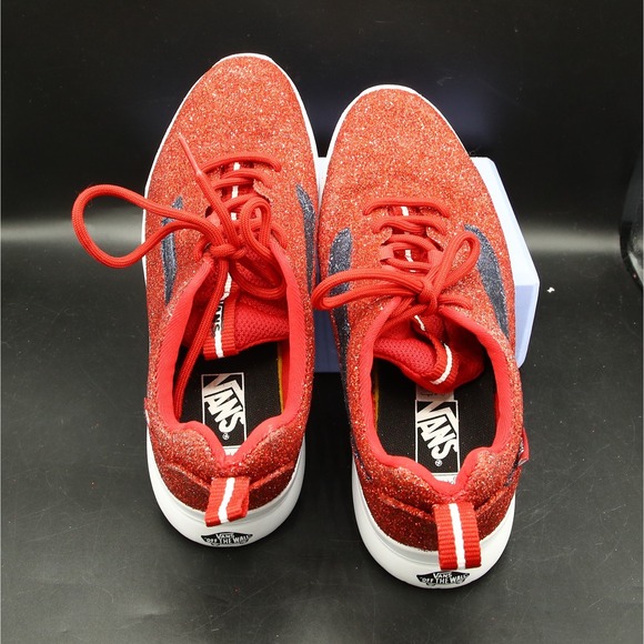 Vans Off The Wall Men's Red Glitter W/Blue Stripe, Men's US Size 7, EUR Size 39 - Picture 5 of 5